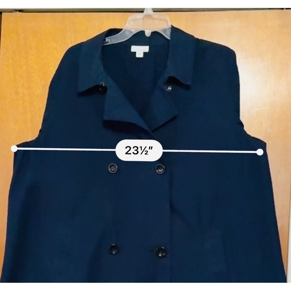J Jill Women XL Navy Blue‎ Double Breasted Utility Jacket Cotton Lightweight - Picture 8 of 12